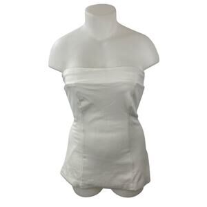 RNWY Women's White Strapless Tube Bandeau Fitted Bustier Mini Bodycon Dress Sz L